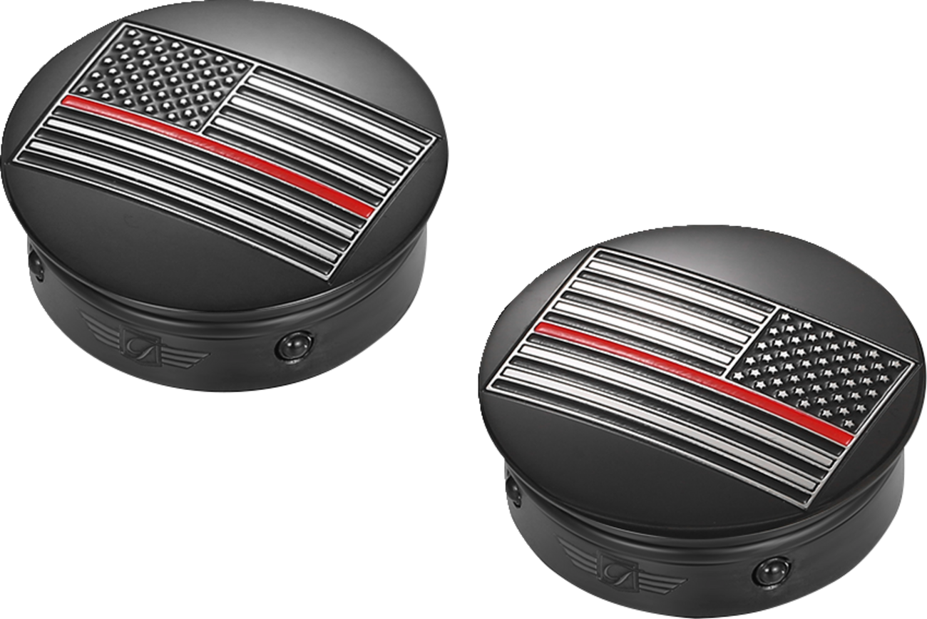 Figurati Designs Red Line Flag Swingarm Covers Inserts for 1980-2025 Harley