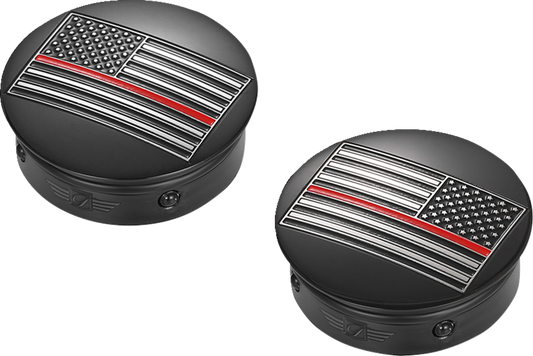 Figurati Designs Red Line Flag Swingarm Covers Inserts for 1980-2025 Harley