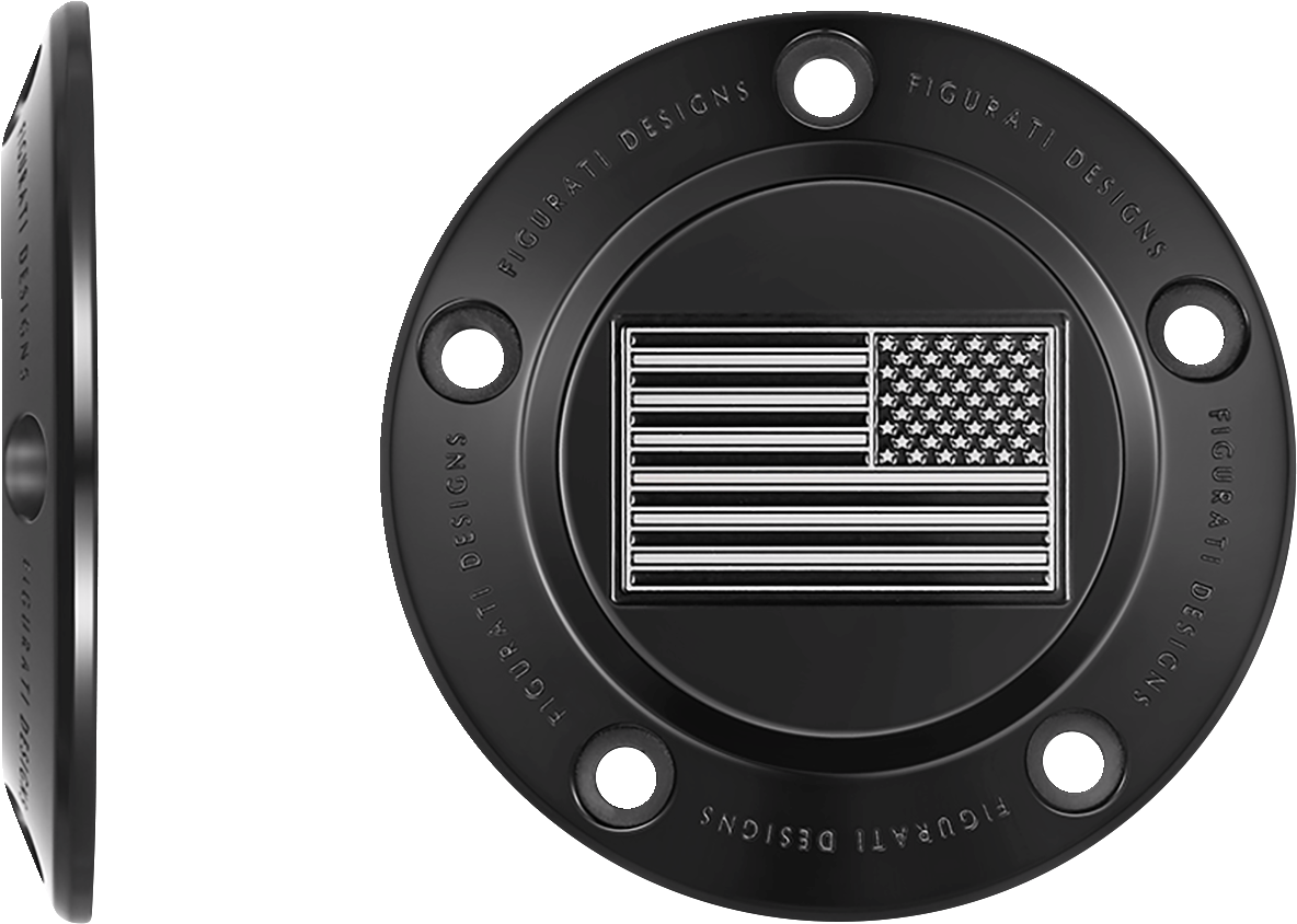 Figurati Designs B&W American Flag Black Timing Cover for 1999-2017 Harley