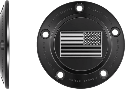 Figurati Designs B&W American Flag Black Timing Cover for 1999-2017 Harley