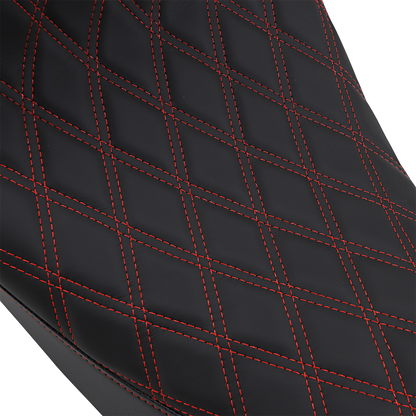 Drag Specialties Red Diamond Stitch Low Solo Seat fits 2008-2024 Harley Touring