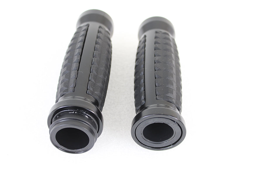 VTwin Black TBW Alligator Style Hand Grip Set 2008-2024 Harley Touring Softail