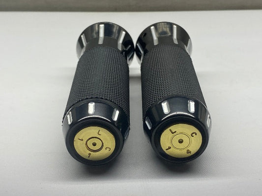 JT's Cycles 50 Cal BMG Bullet Black Contrast Hand Grips 1982-2020 Harley Models