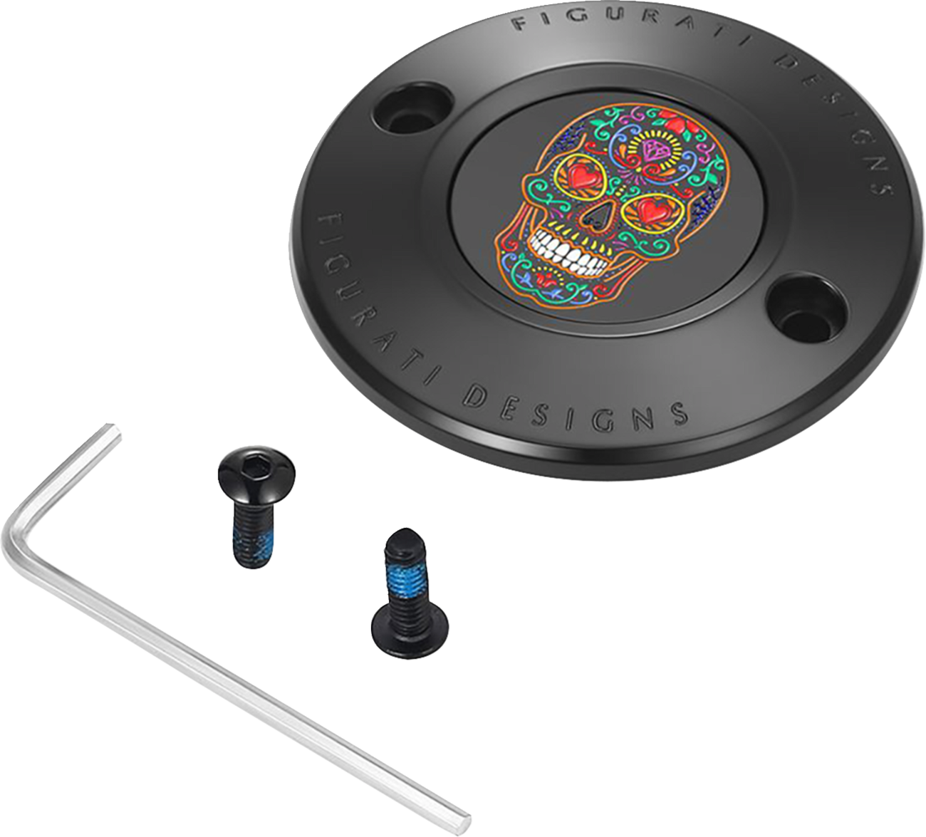 Figurati Designs Sugar Skull Black Timing Cover for 2017-2023 Harley Davidson