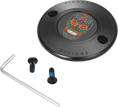 Figurati Designs Sugar Skull Black Timing Cover for 2017-2023 Harley Davidson