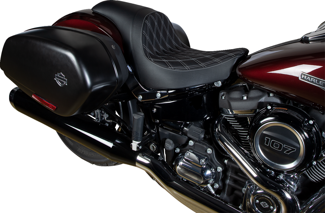 Drag Specialties Predator Silver Diamond Seat 2018-2025 Harley Softail Low Rider