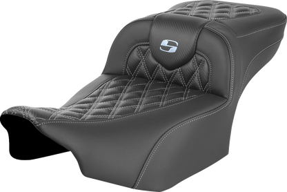 Saddlemen Roadsofa Silver Lattice Carbon Extended Gel Seat 23-26 Harley Touring