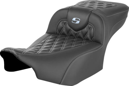 Saddlemen Roadsofa Silver Lattice Carbon Extended Gel Seat 23-25 Harley Touring