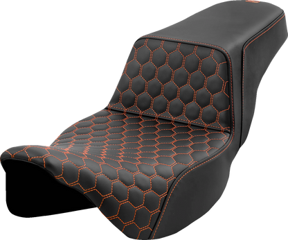 Saddlemen Step Up Orange Honeycomb Extended Gel Seat fits 2008-25 Harley Touring