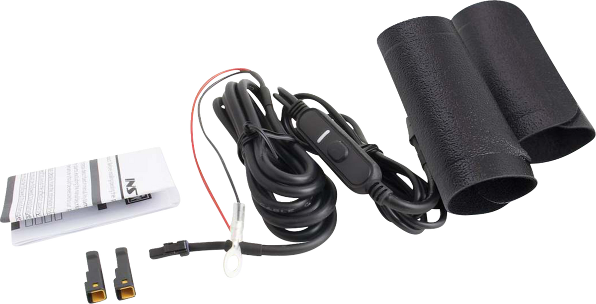 Koso Universal Black 12V-Powered Heated Rubber Handlebar Grip Wraps AX210001