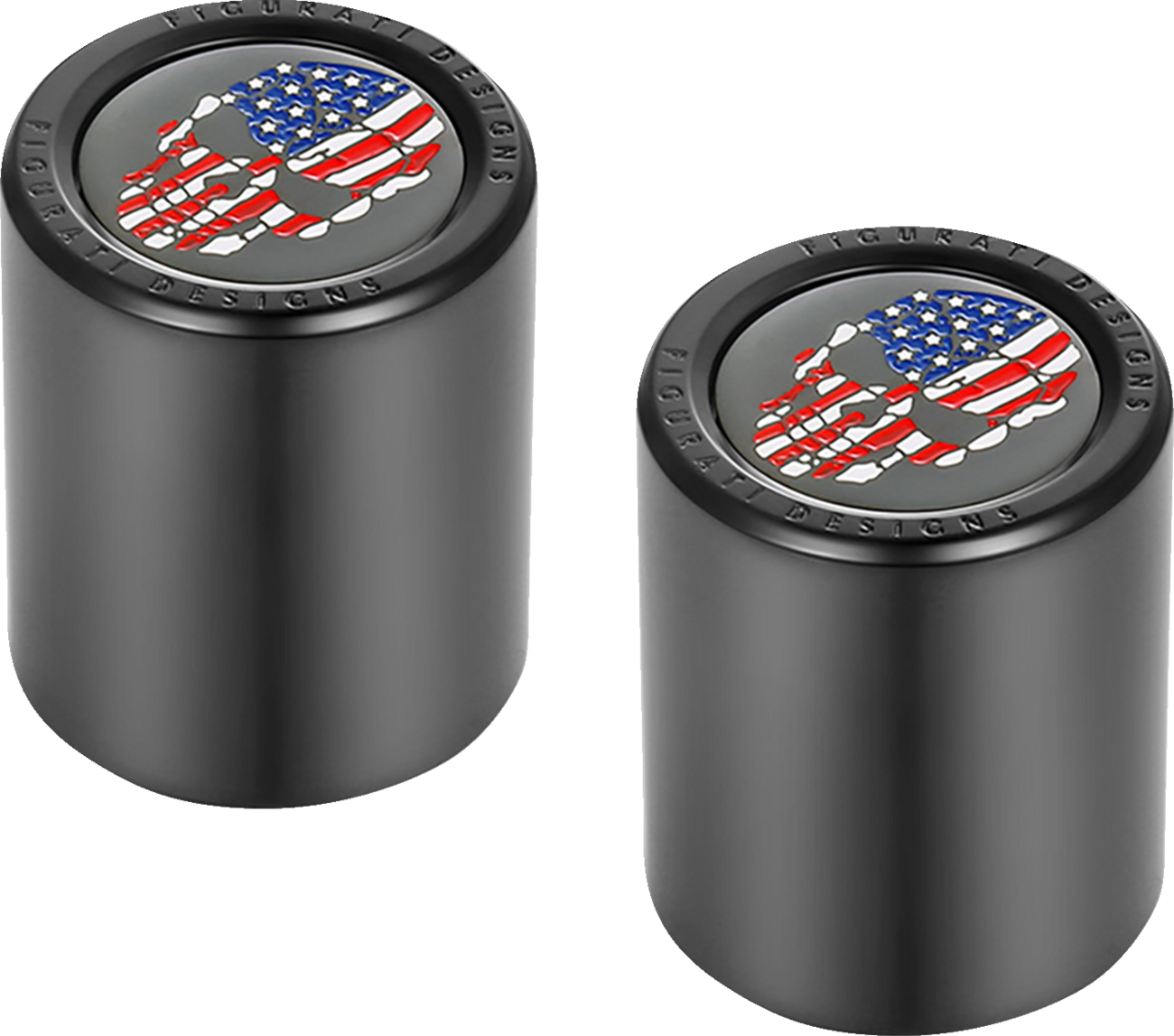 Figurati Skull USA Flag Black Medium Magnetic Docking Hardware Covers for Harley