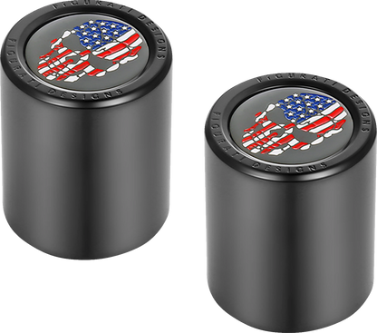 Figurati Skull USA Flag Black Medium Magnetic Docking Hardware Covers for Harley