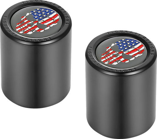 Figurati Skull USA Flag Black Medium Magnetic Docking Hardware Covers for Harley