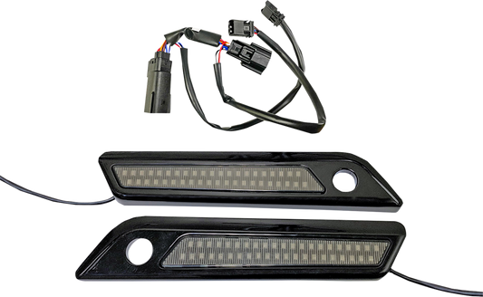Custom Dynamics Black Smoked LED Saddlebag Hinge Lights 2014-2023 Harley Touring