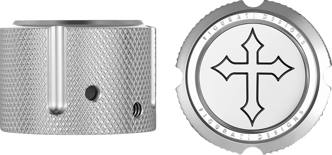 Figurati Designs Cross Front Axle Nut Chrome Covers for 2002-2022 Harley