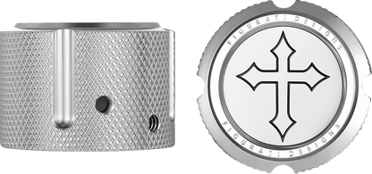 Figurati Designs Cross Front Axle Nut Chrome Covers for 2002-2022 Harley