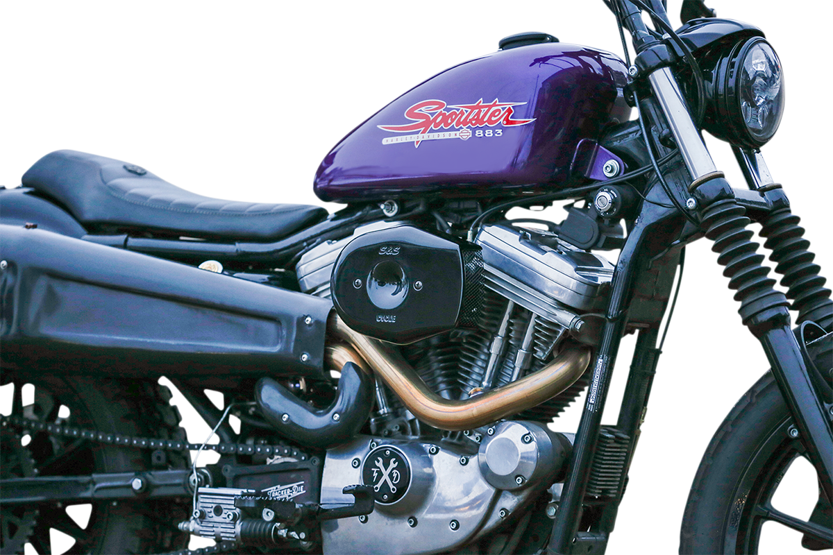 S&S Black Stealth Tribute Two Throat Intake Air Cleaner Filter Cover for Harley