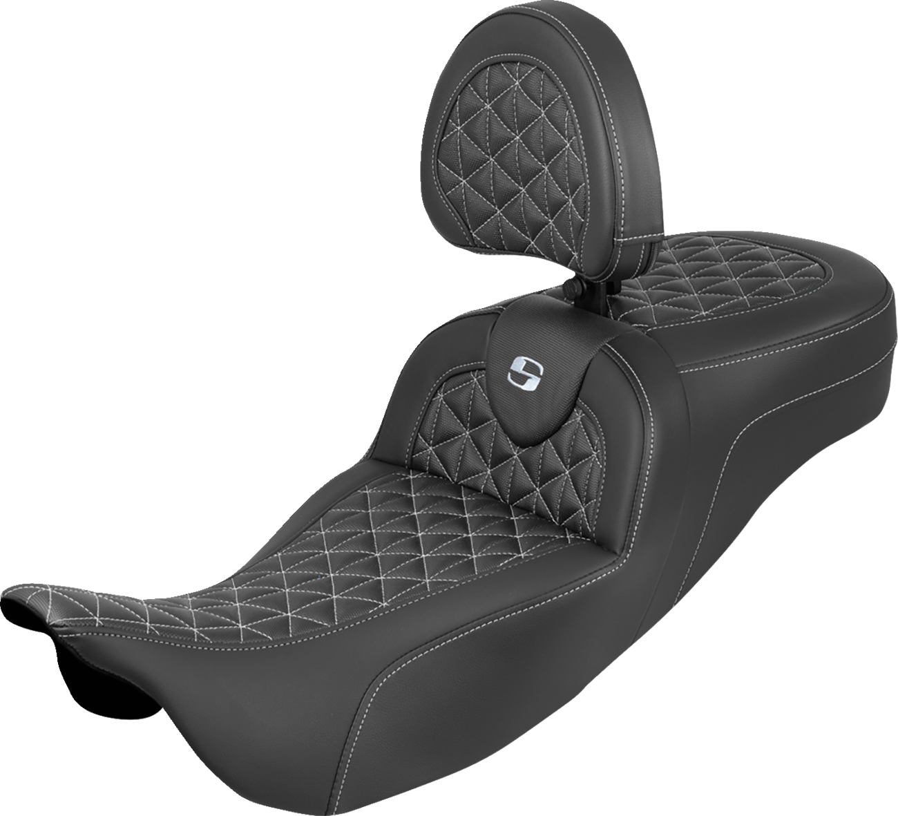 Saddlemen Roadsofa Silver Tri Extended Seat & Backrest for 08-24 Harley Touring