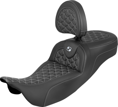 Saddlemen Roadsofa Silver Tri Extended Seat & Backrest for 08-24 Harley Touring