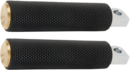 Arlen Ness Fusion Knurled Male Mount Brass Footpegs Pair for Harley Davidson