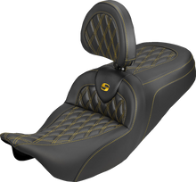 Saddlemen Roadsofa Gold Lattice Carbon Seat & Backrest for 08-25 Harley Touring