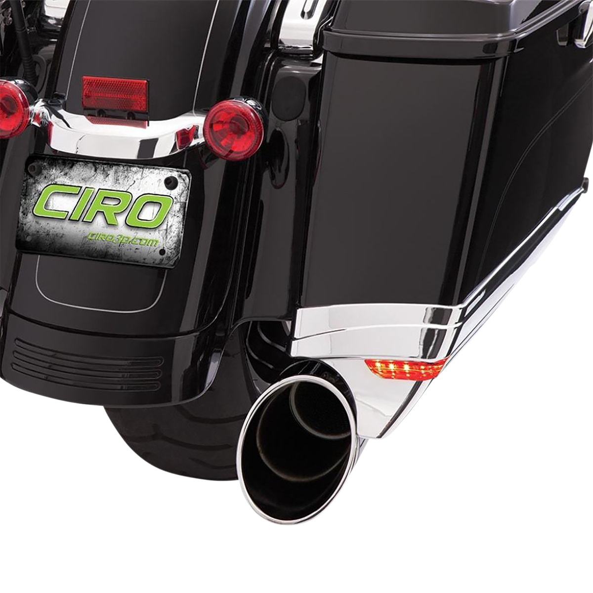 Ciro Chrome Rear Motorcycle Saddlebag Extensions 2014-2024 Harley Touring Models