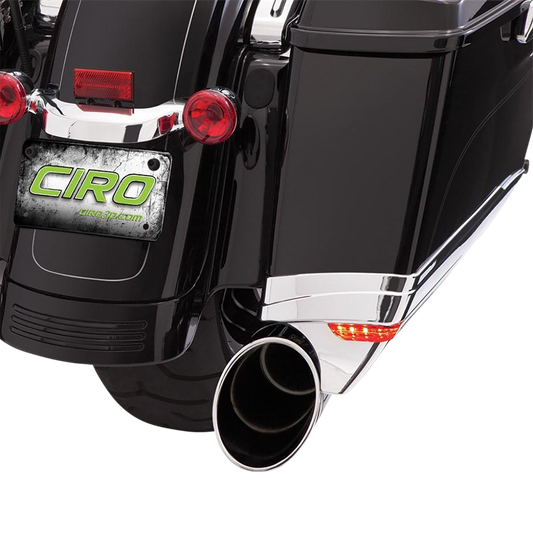 Ciro Chrome Rear Motorcycle Saddlebag Extensions 2014-2024 Harley Touring Models