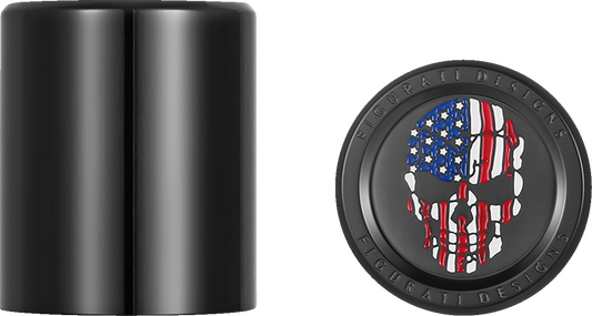 Figurati Skull USA Flag Black Medium Magnetic Docking Hardware Covers for Harley