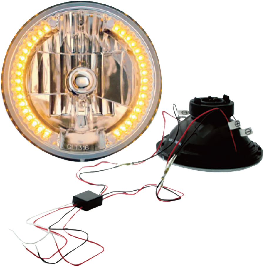 Headwinds Snake eye Amber White Motorcycle 7" LED Turn Signal Headlamp Headlight