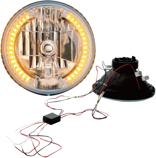 Headwinds Snake eye Amber White Motorcycle 7" LED Turn Signal Headlamp Headlight