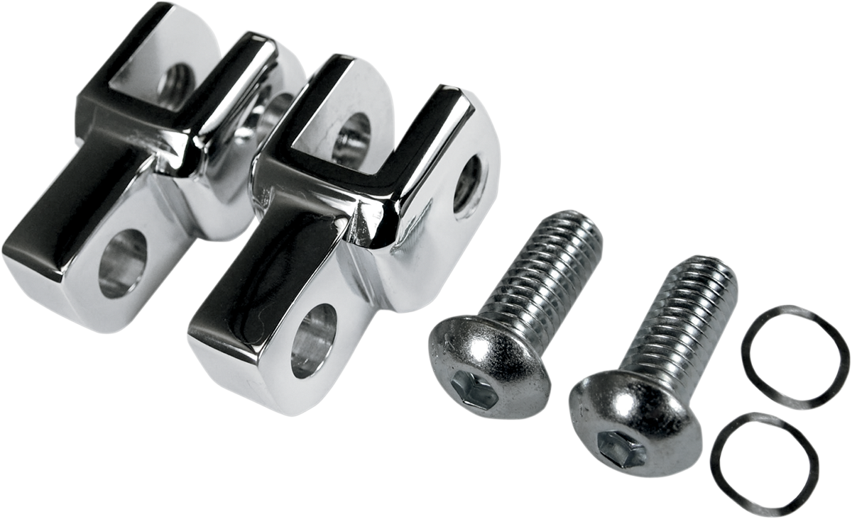 La Choppers Chrome Adjustable Pair Footpeg Relocation Clevis Kit fits Harley