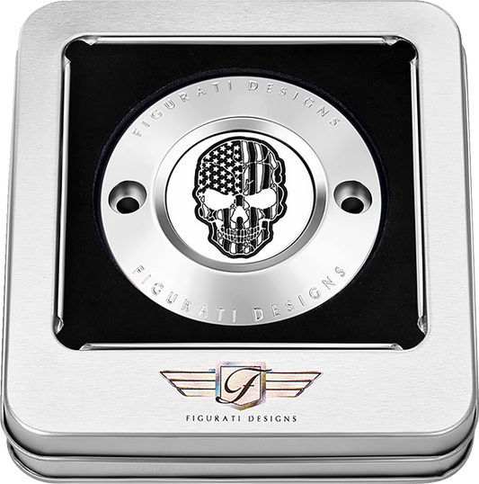 Figurati Designs Skull American Flag Timing Points Cover for 2017-2023 Harley M8