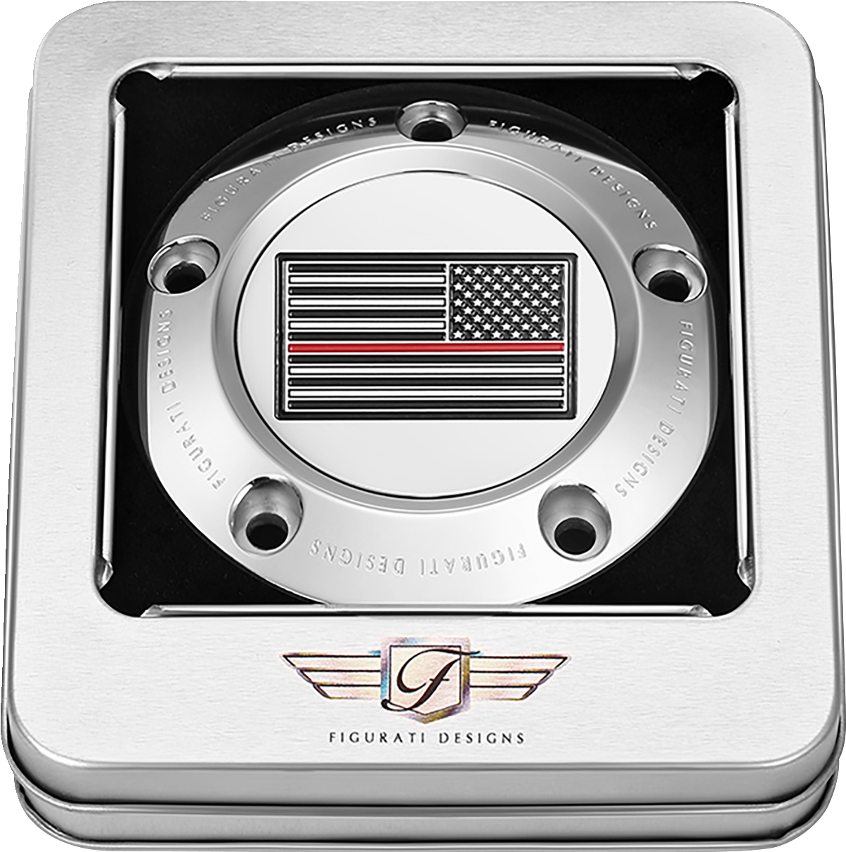 Figurati Designs Red Line Flag Stainless Steel Timing Cover for 1999-17 Harley