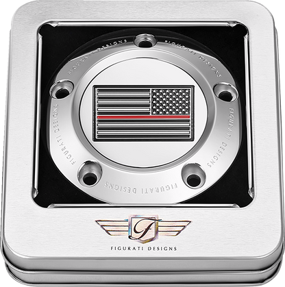 Figurati Designs Red Line Flag Stainless Steel Timing Cover for 1999-17 Harley