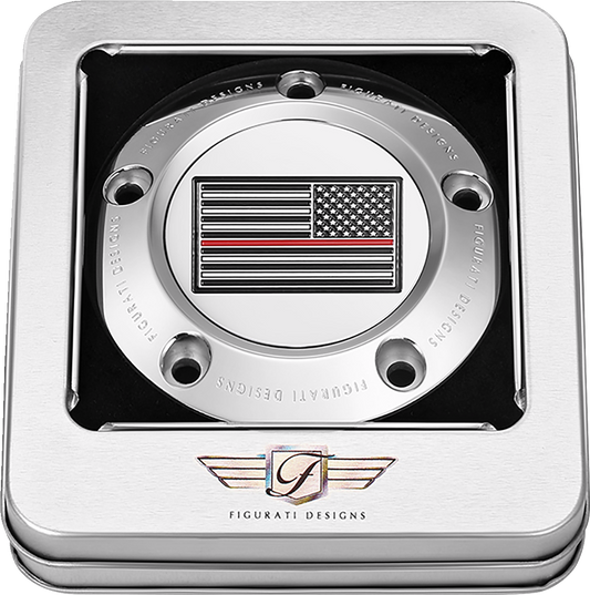 Figurati Designs Red Line Flag Stainless Steel Timing Cover for 1999-17 Harley