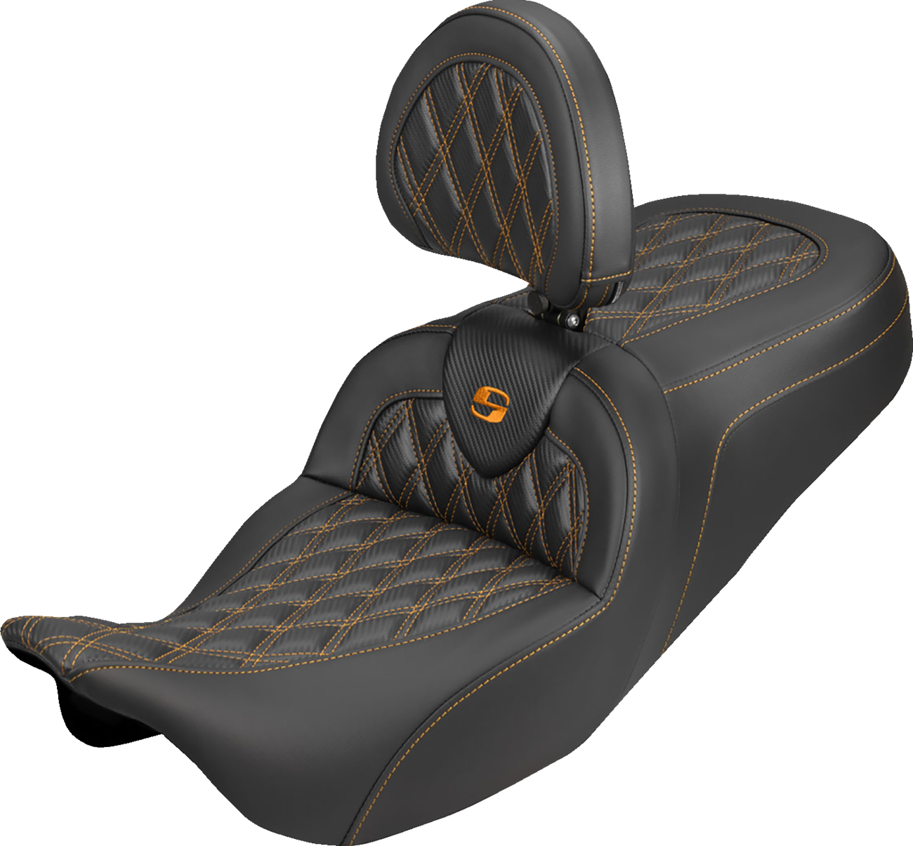 Saddlemen Roadsofa Orange Lattice Carbon Seat Backrest for 08-25 Harley Touring