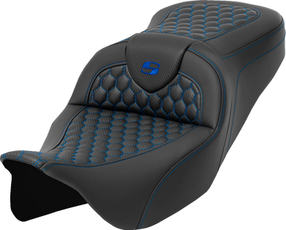 Saddlemen Roadsofa Blue Honeycomb Stitch Gel Seat fits 2008-2025 Harley Touring