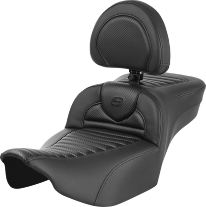 Saddlemen Roadsofa Carbon T&R Extended Gel Seat w/ Backrest 23-26 Harley Touring
