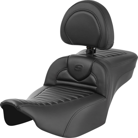 Saddlemen Roadsofa Carbon T&R Extended Gel Seat w/ Backrest 23-25 Harley Touring