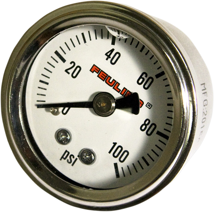 Feuling White Stainless Universal Motorcycle 100PSI Oil Pressure Gauge Harley