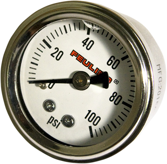 Feuling White Stainless Universal Motorcycle 100PSI Oil Pressure Gauge Harley