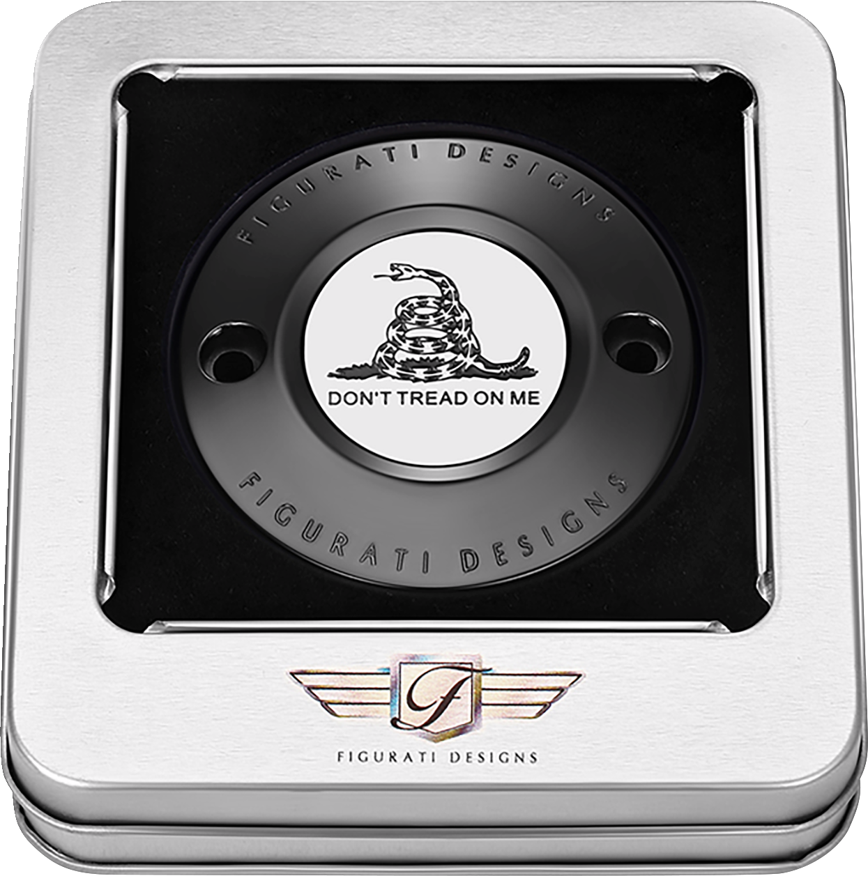 Figurati Designs Don't Tread on Me Black Timing Cover for 2017-2023 Harley M8