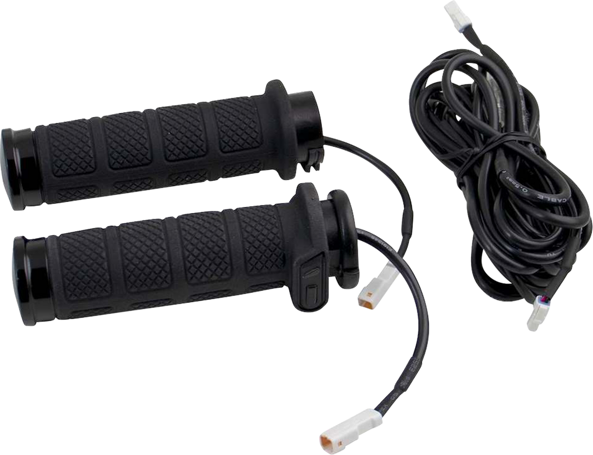 Koso Titan II Black 1" Heated Cable Handlebar Grips for 1984-2022 Harley Models