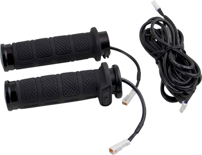 Koso Titan II Black 1" Heated Cable Handlebar Grips for 1984-2022 Harley Models