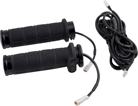 Koso Titan II Black 1" Heated Cable Handlebar Grips for 1984-2022 Harley Models