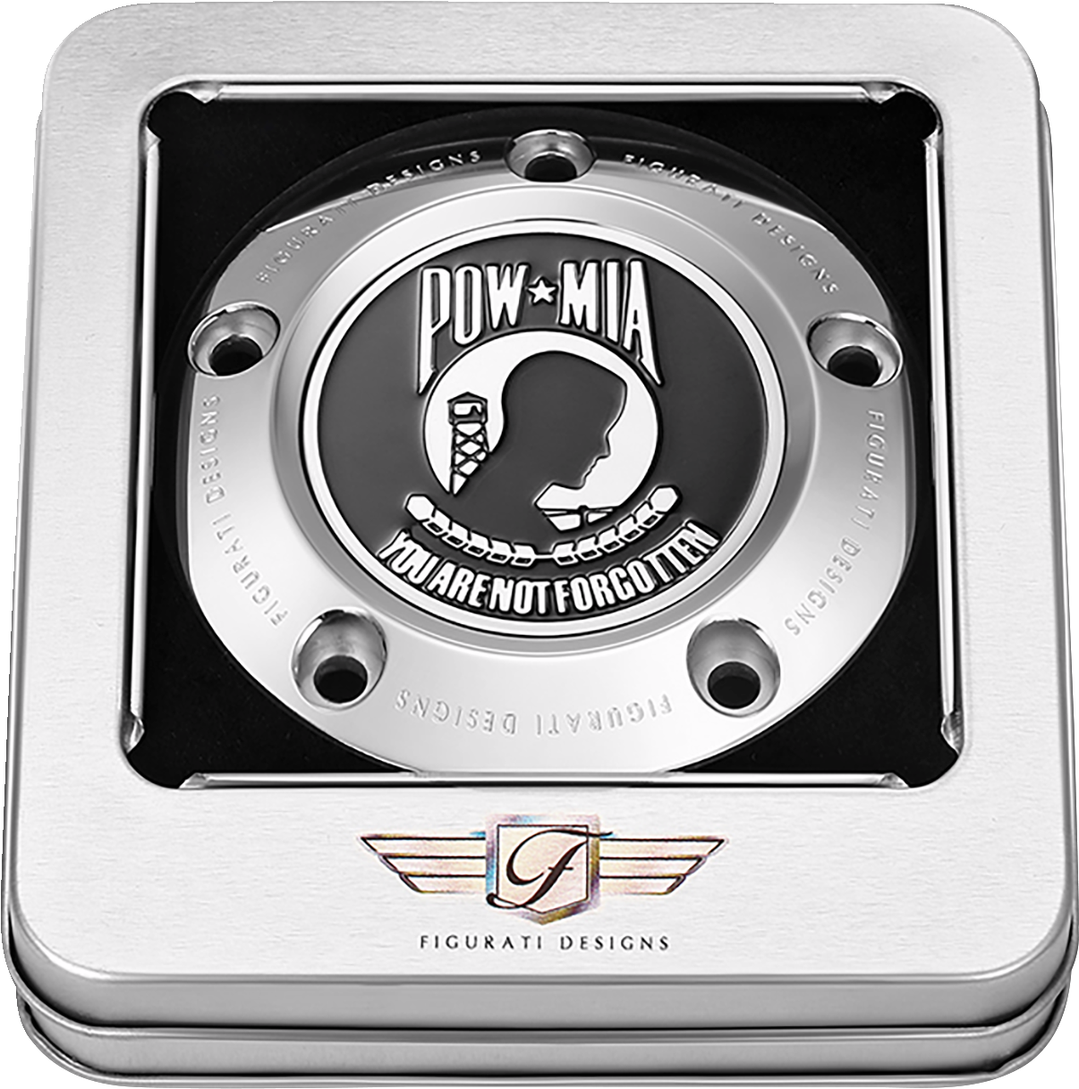 Figurati Designs POW-MIA Stainless Steel Timing Cover for 1999-2017 Harley