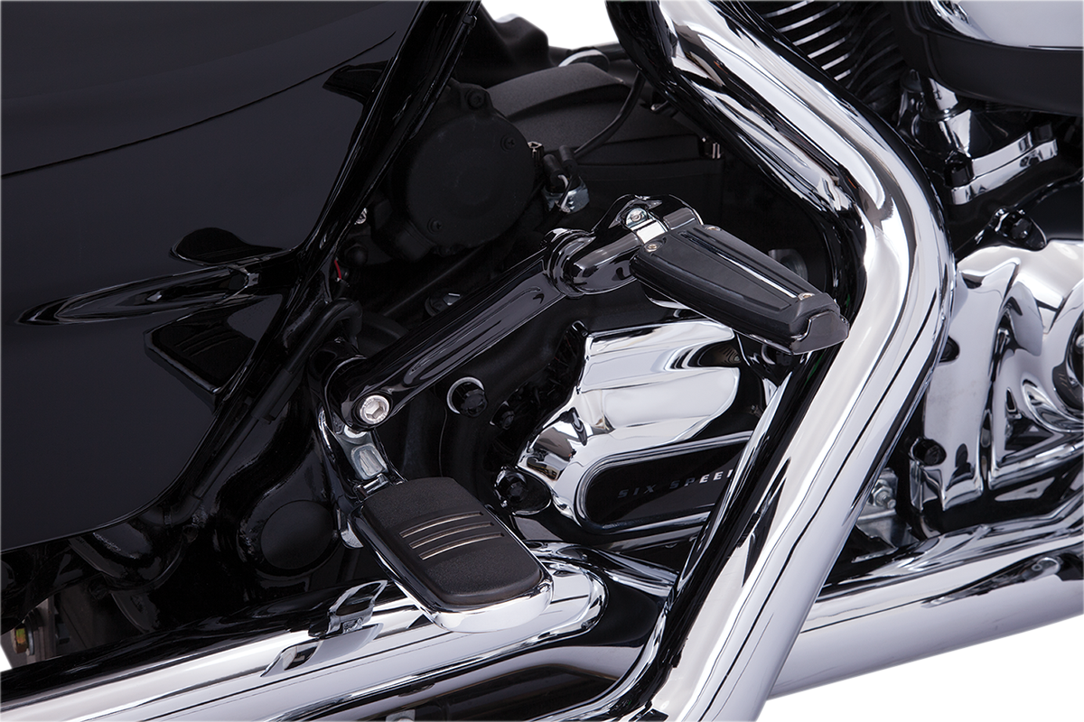 Ciro Black Adjustable Passenger Foot Peg Mounts for 1993-2025 Harley Touring