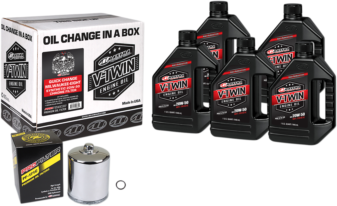 Maxima M8 Oil Quick Change Kit & Chrome Filter for 2017-2022 Harley Davidson M8