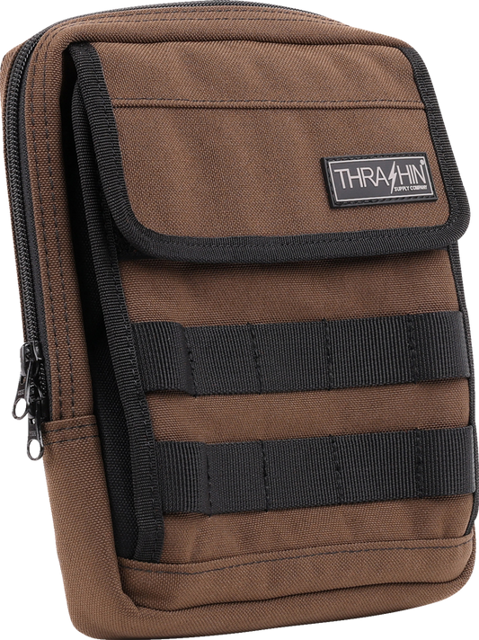 Thrashin Supply Brown Motorcycle Handlebar Storage Bag Slim for Harley THB-0032