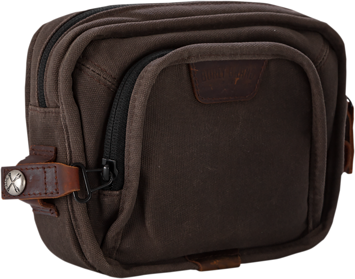 Burly Brand Universal Brown Motorcycle Handlebar Bag with Anti-Flail Snap System